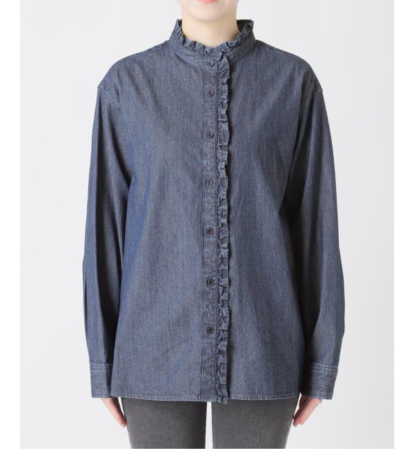 JOURNAL STANDARD relume「《追加3 / 新色》スタンドネックデニムフリルブラウス」|シャツ・ブラウス|