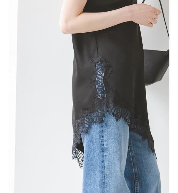 NOBLE「ルナサテンレースアシンメトリーキャミ」|キャミソール|