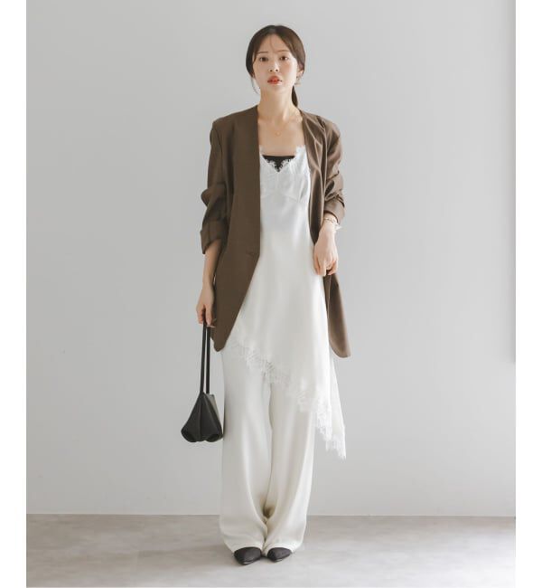 NOBLE「ルナサテンレースアシンメトリーキャミ」|キャミソール|