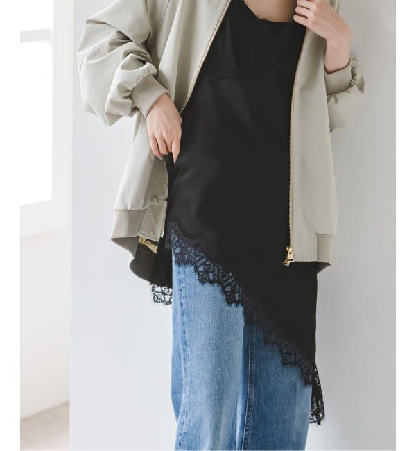 NOBLE「ルナサテンレースアシンメトリーキャミ」|キャミソール|