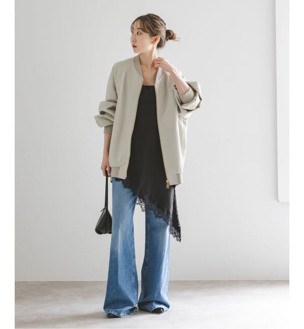 NOBLE「ルナサテンレースアシンメトリーキャミ」|キャミソール|