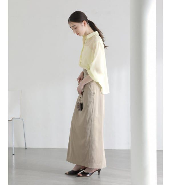  「【洗える】ストライプシアーギャザーシャツ」|シャツ・ブラウス|