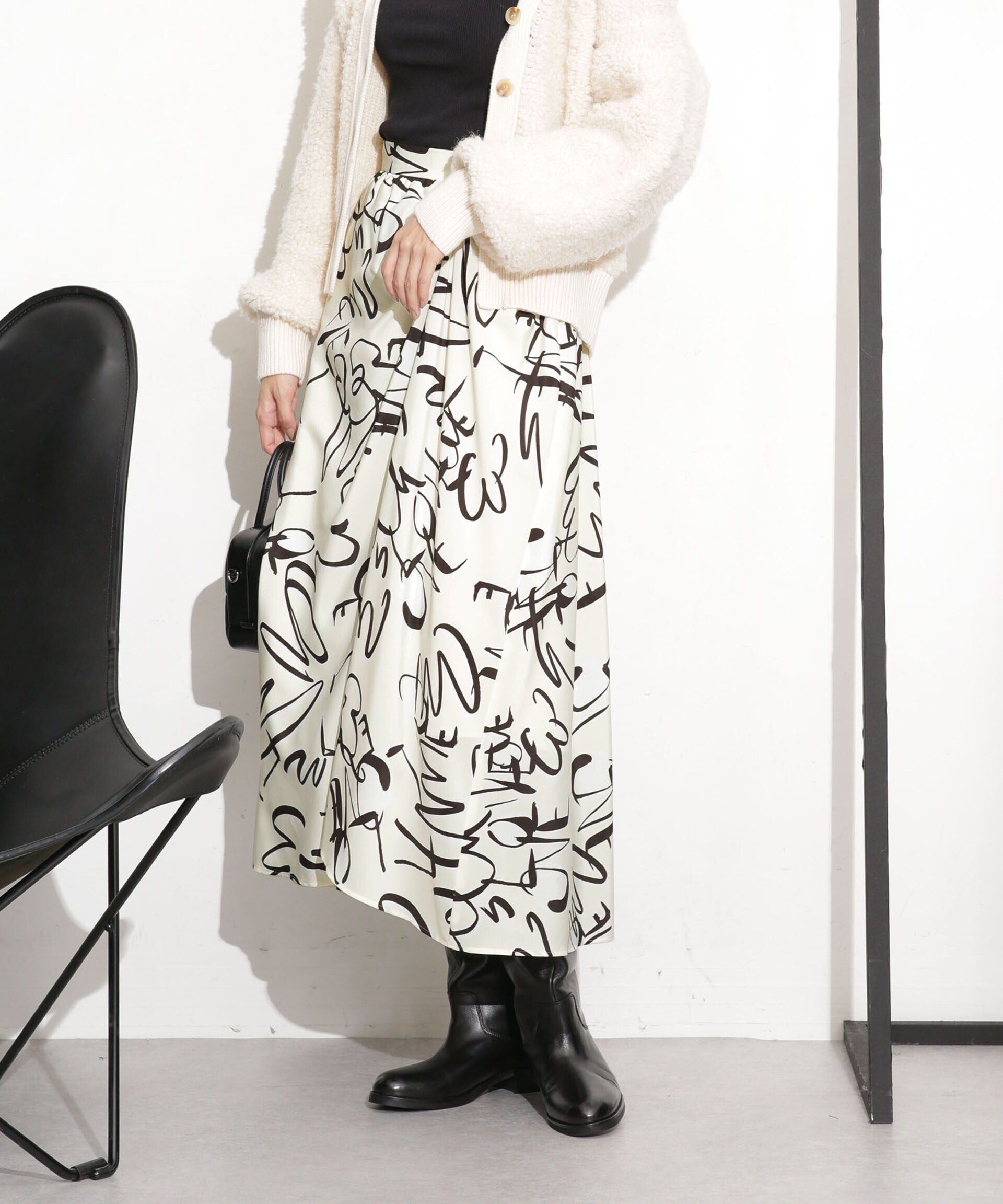 nano･universe「シャーリングイレヘムプリントスカート」|スカート|パターン1