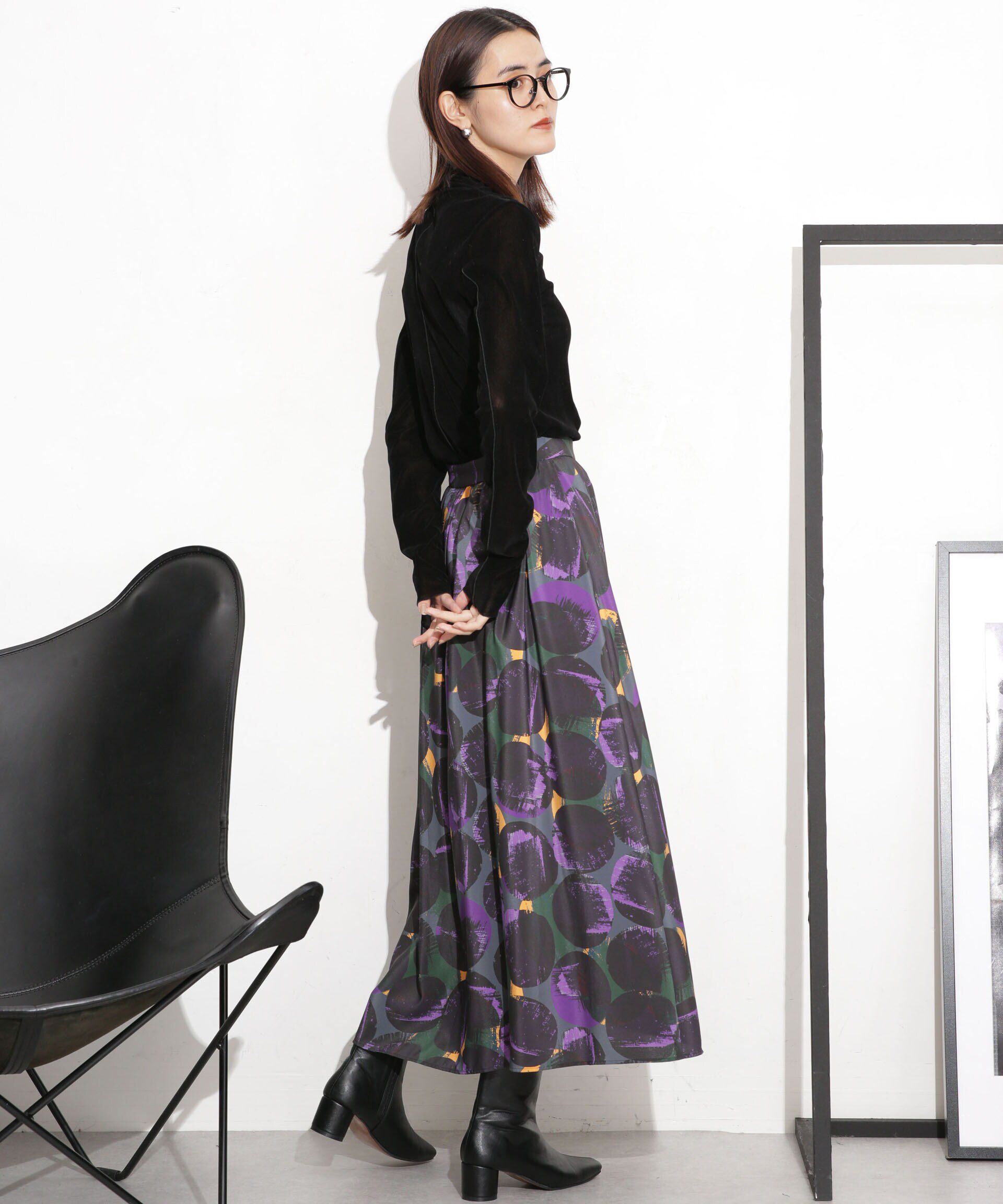 nano･universe「シャーリングイレヘムプリントスカート」|スカート|