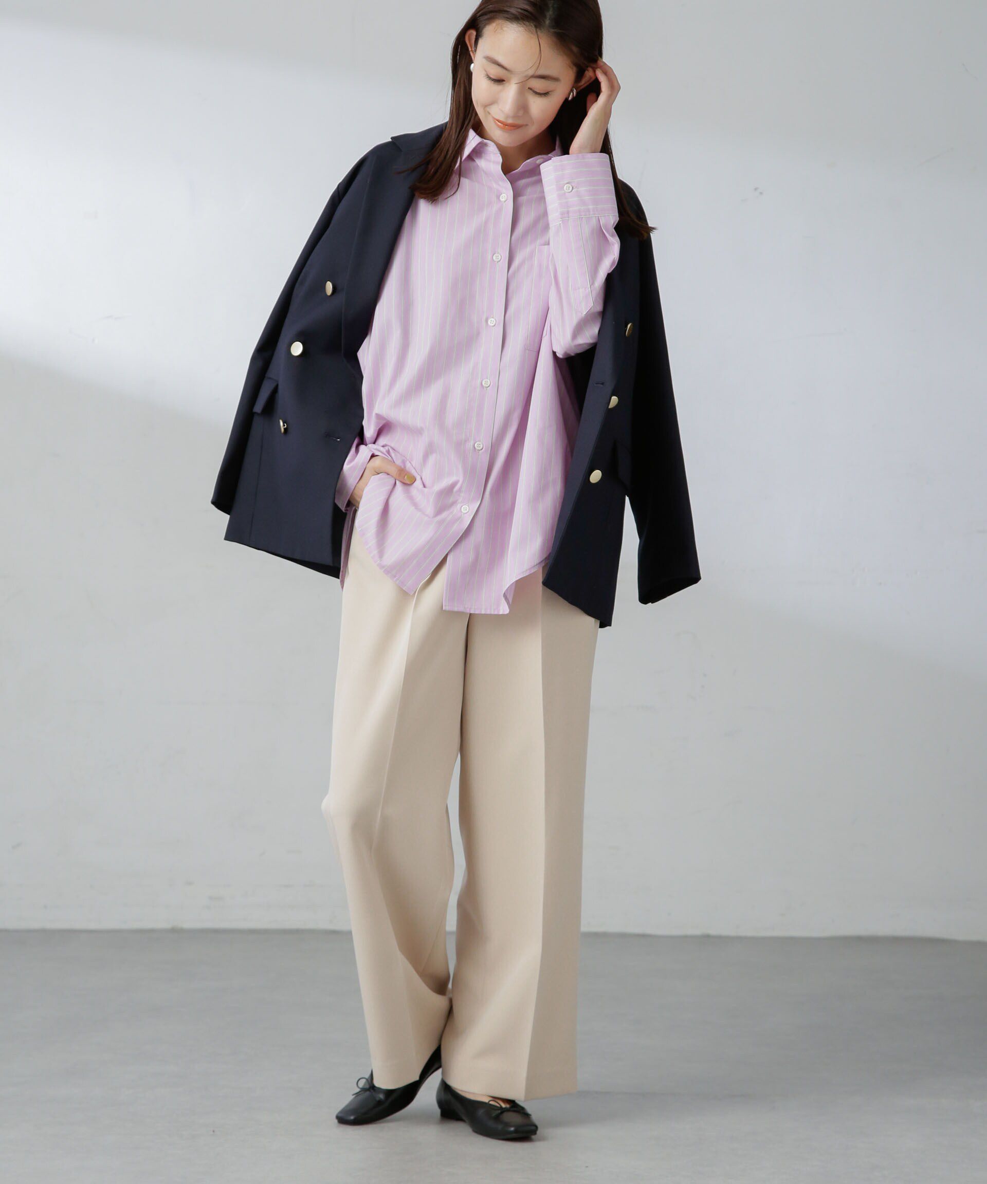 nano･universe「センタープレスストレートパンツ（セットアップ可）」|スラックス|