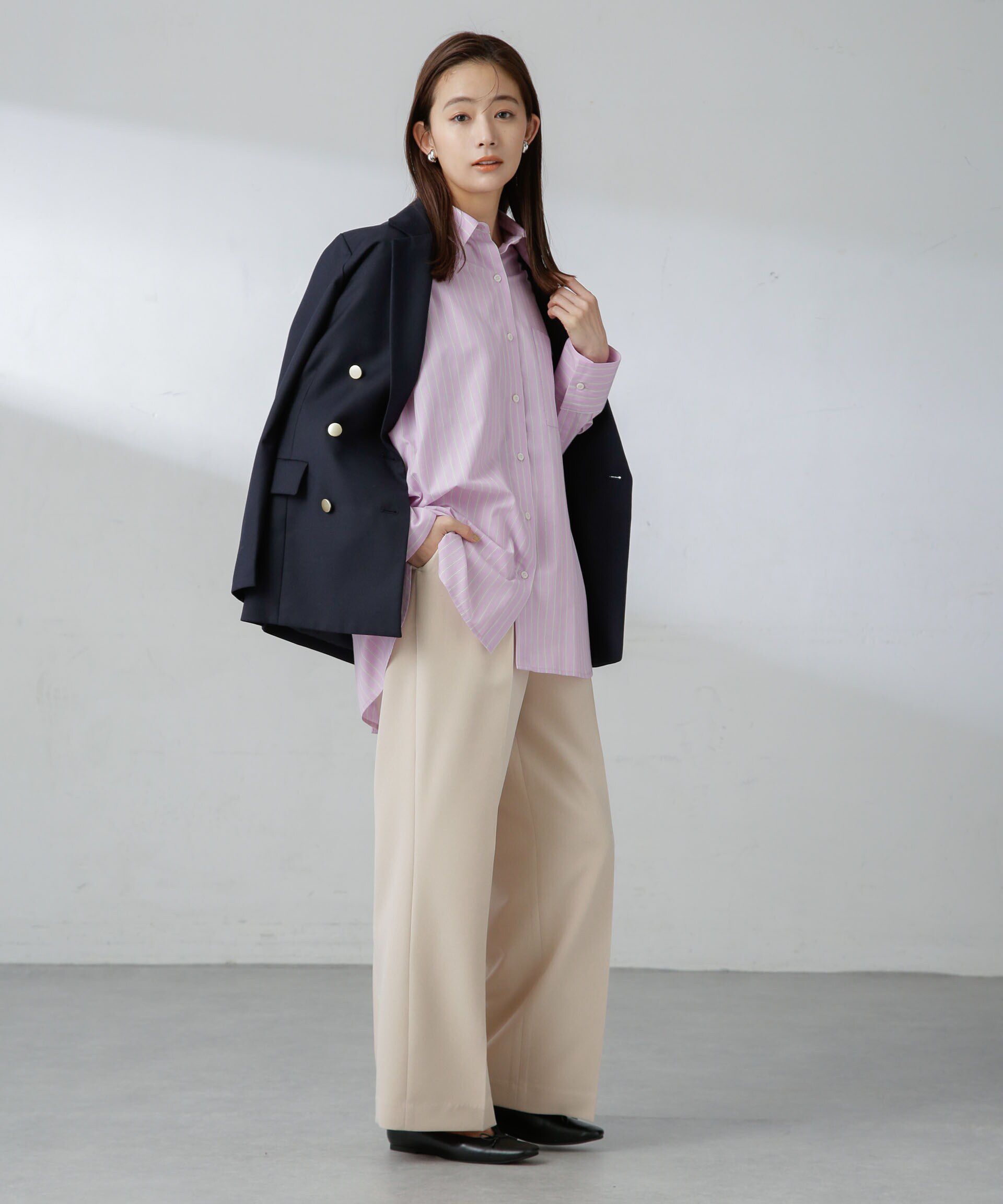 nano･universe「センタープレスストレートパンツ（セットアップ可）」|スラックス|