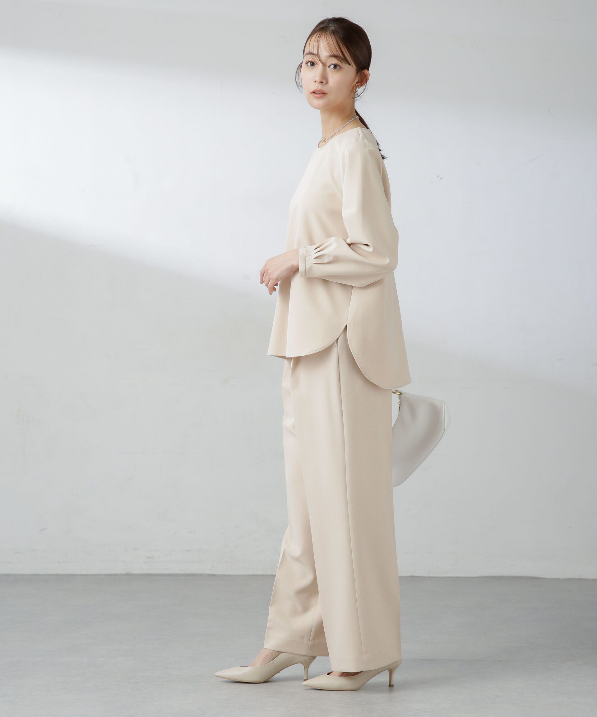 nano･universe「センタープレスストレートパンツ（セットアップ可）」|スラックス|