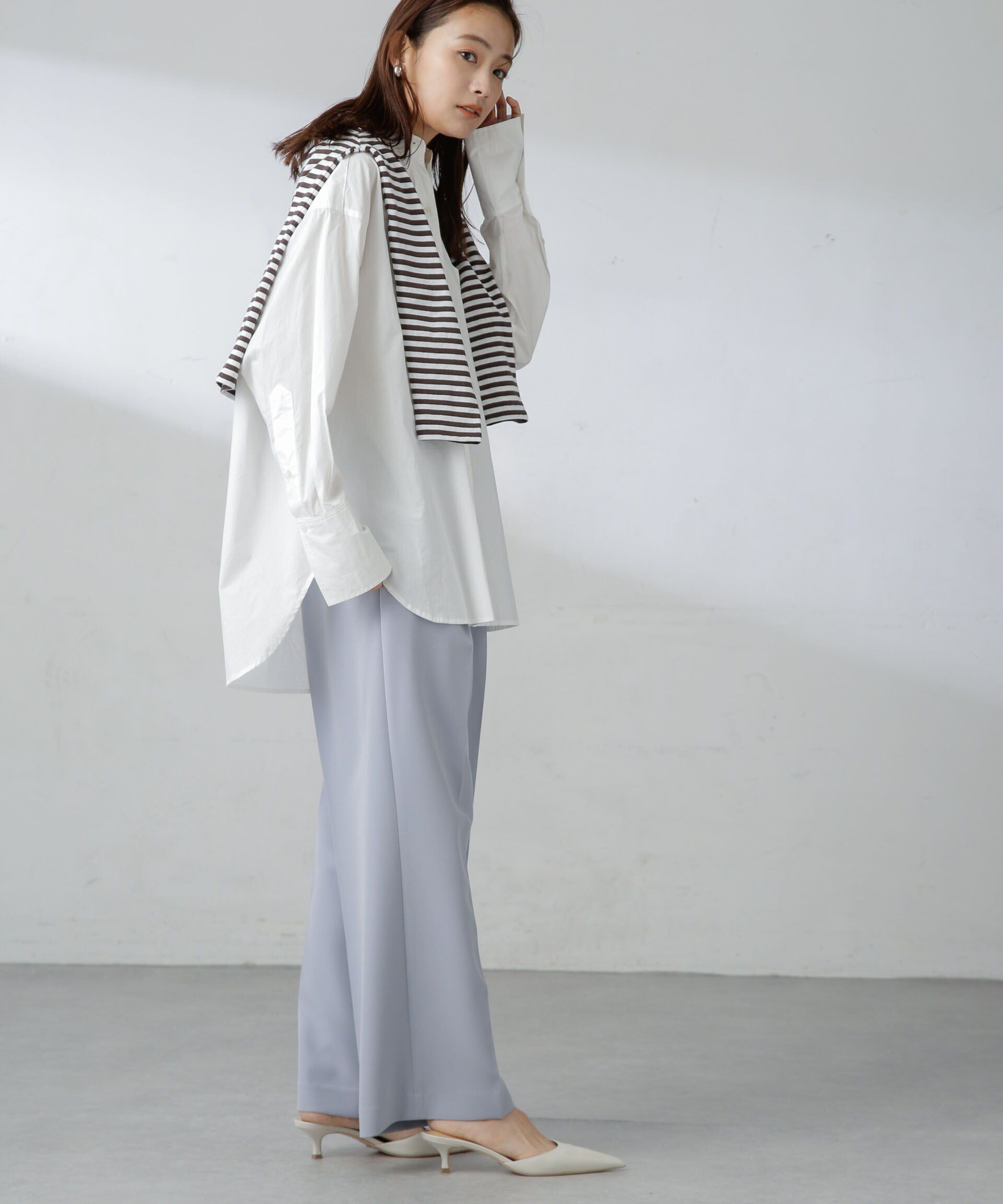 nano･universe「センタープレスストレートパンツ（セットアップ可）」|スラックス|