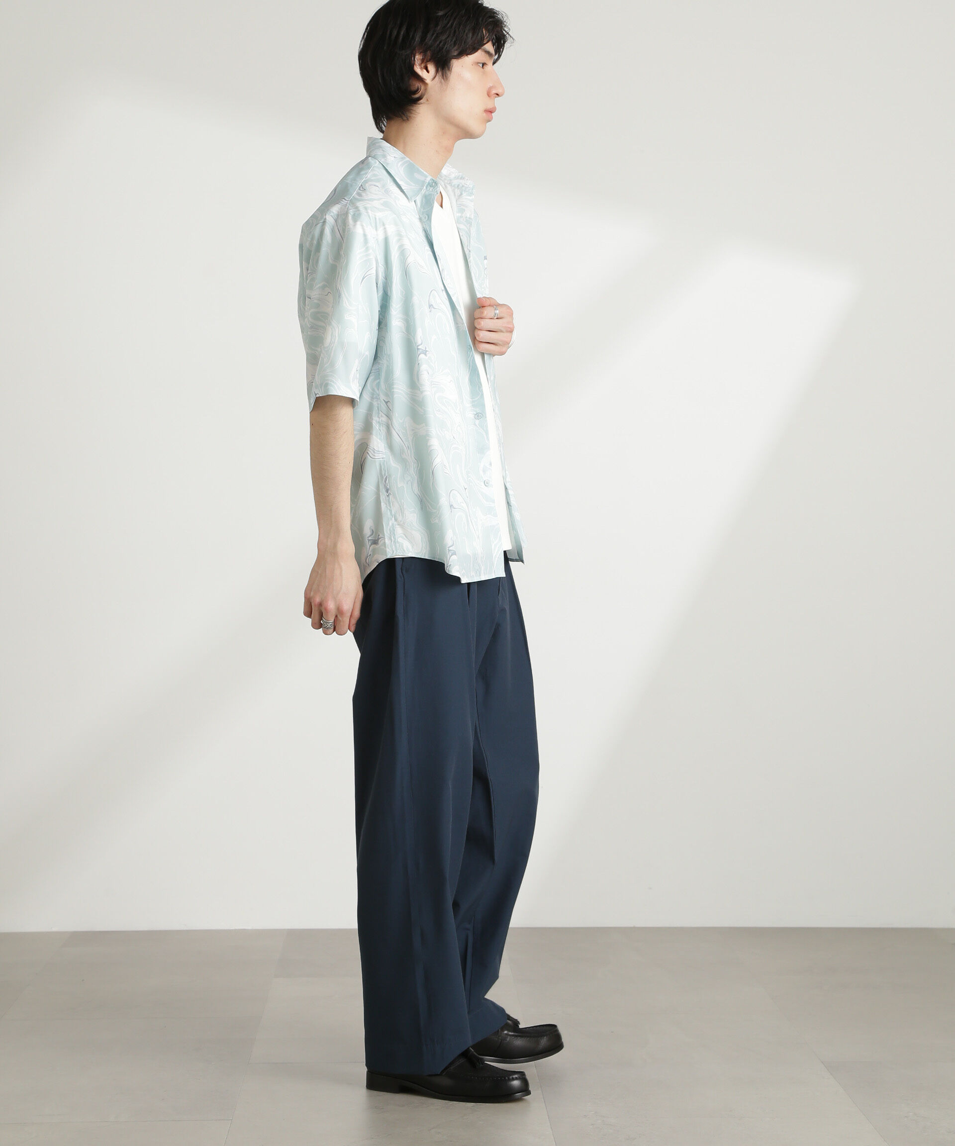 nano･universe「ストレッチワイドイージーパンツ(セットアップ可)」|チノ|