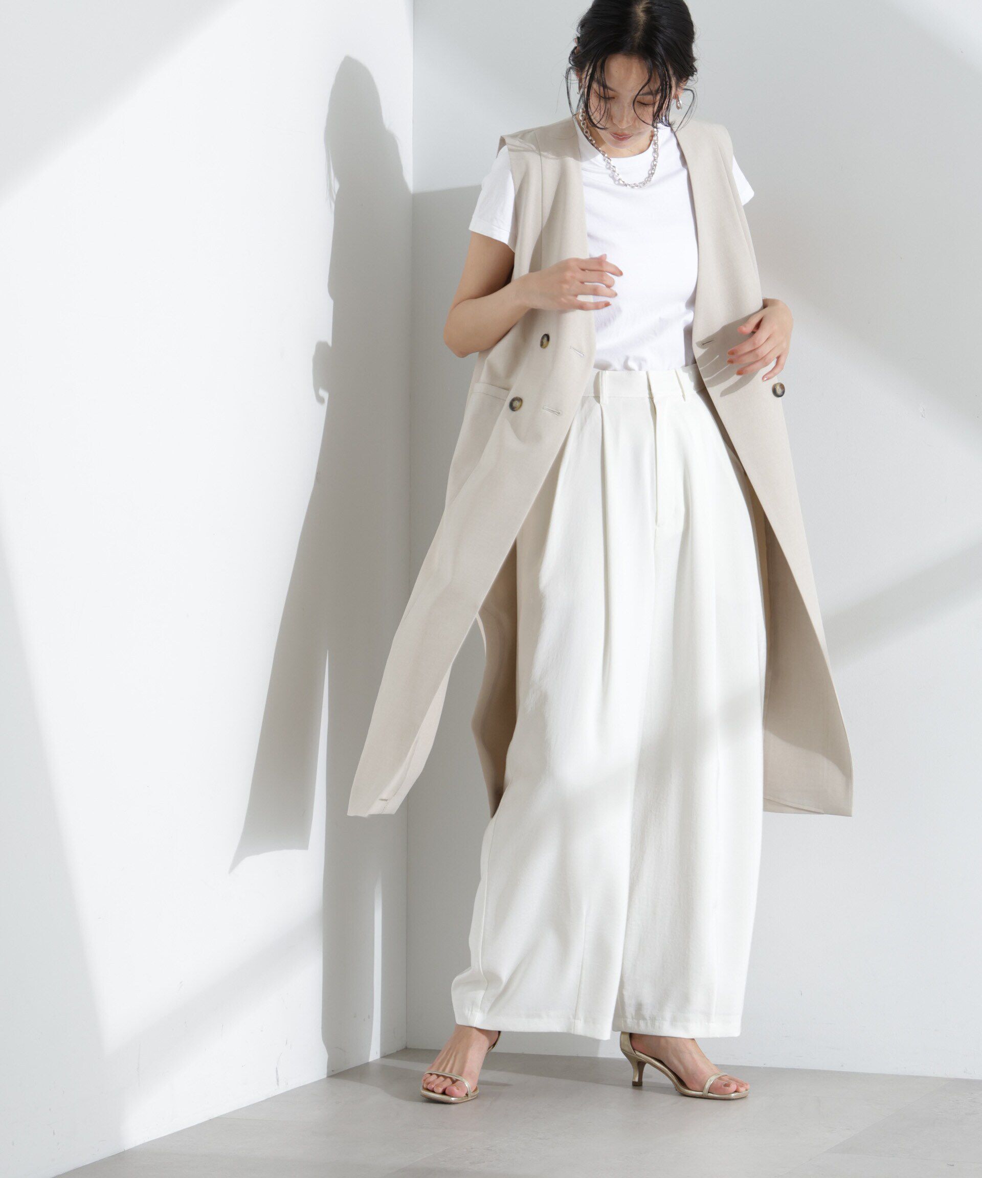 nano･universe「ライトファンクション ロングダブルジレ(セットアップ可)」|テーラードジャケット|