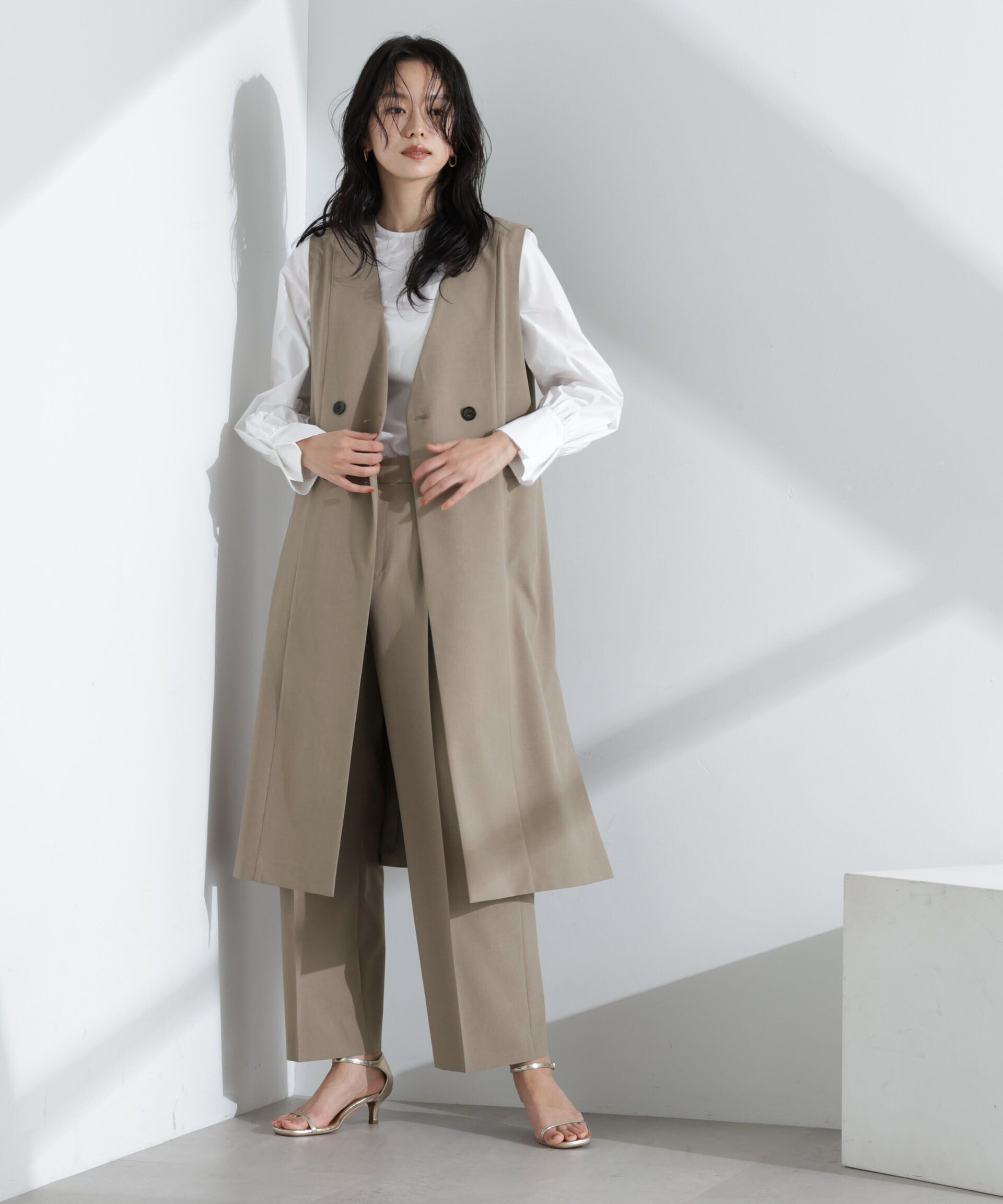 nano･universe「ライトファンクション ロングダブルジレ(セットアップ可)」|テーラードジャケット|