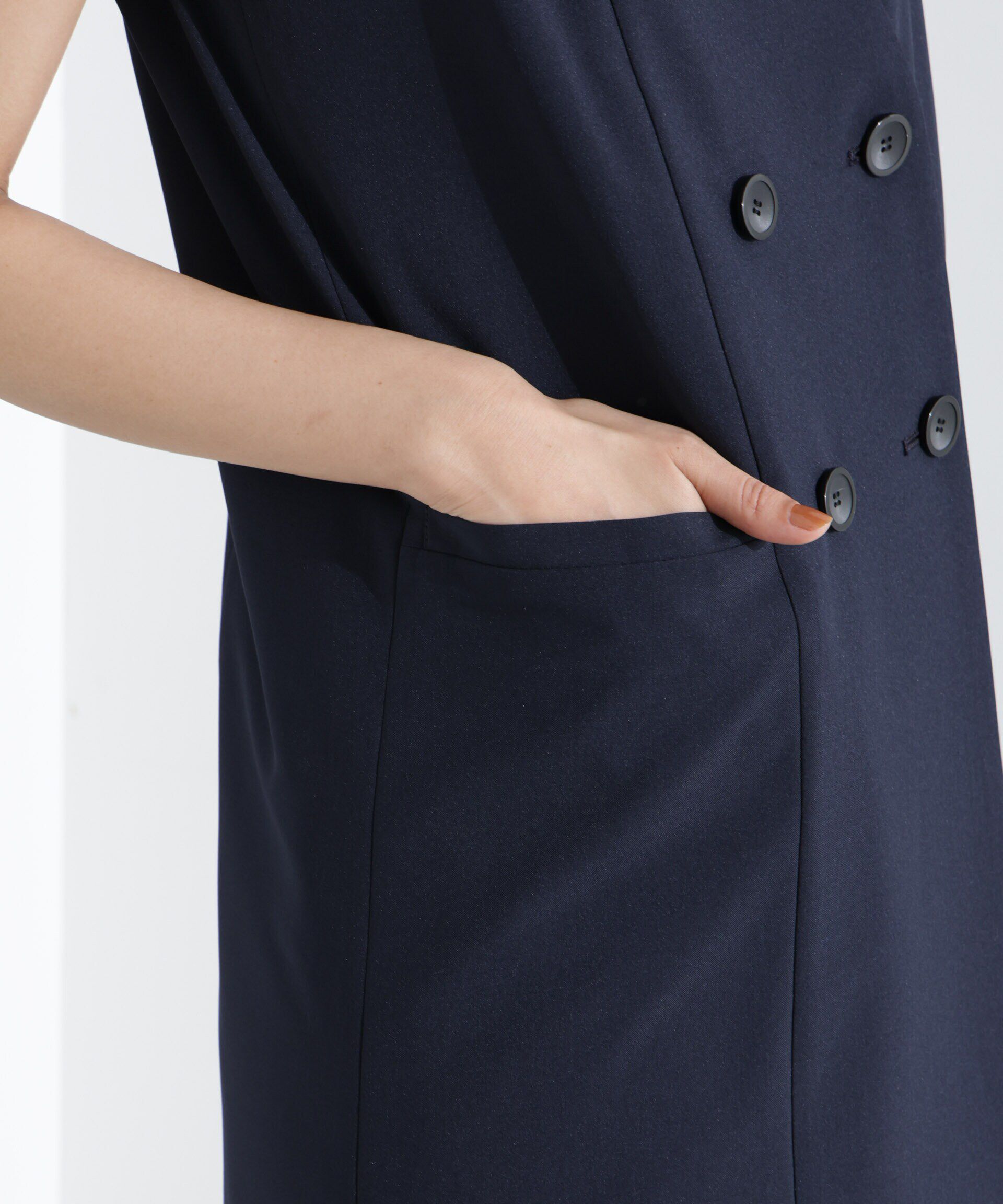 nano･universe「ライトファンクション ロングダブルジレ(セットアップ可)」|テーラードジャケット|