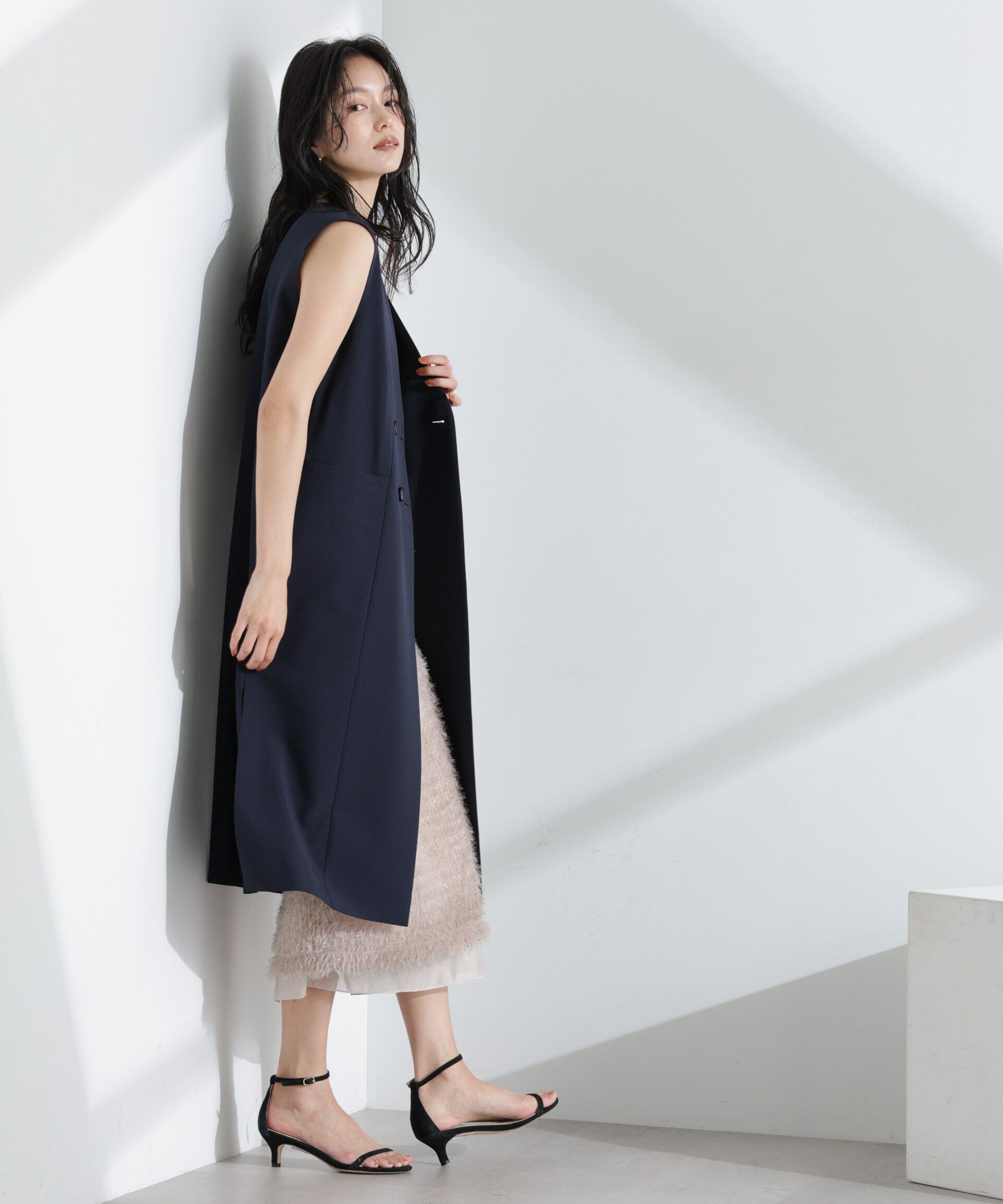 nano･universe「ライトファンクション ロングダブルジレ(セットアップ可)」|テーラードジャケット|