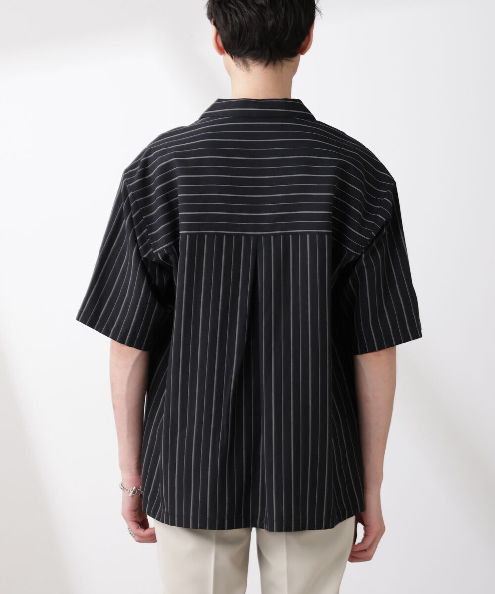 nano･universe「リネンブレンドピンストライプワイドカラーシャツ（セットアップ可)」|シャツ・ブラウス|
