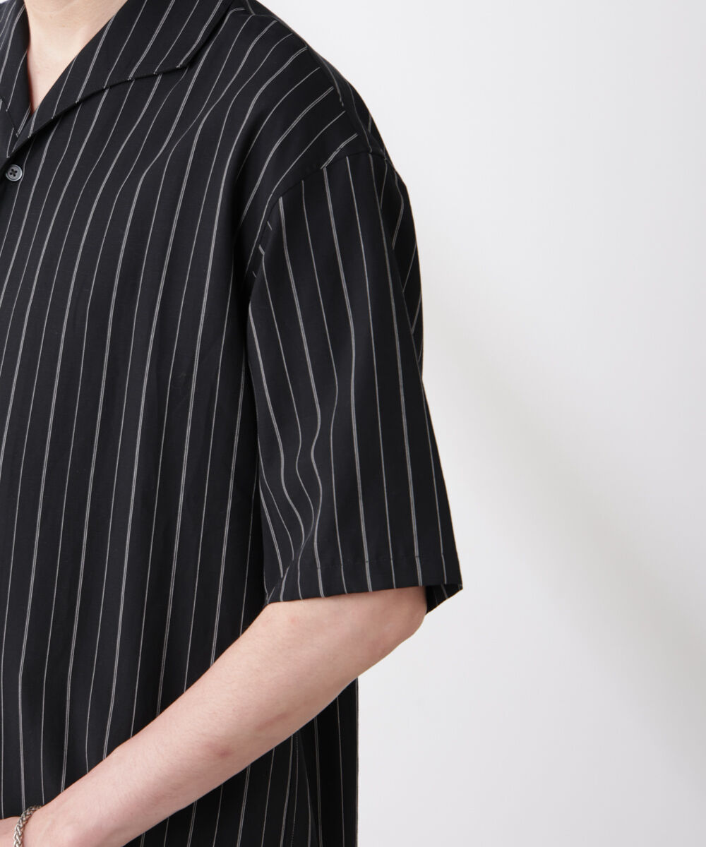nano･universe「リネンブレンドピンストライプワイドカラーシャツ（セットアップ可)」|シャツ・ブラウス|