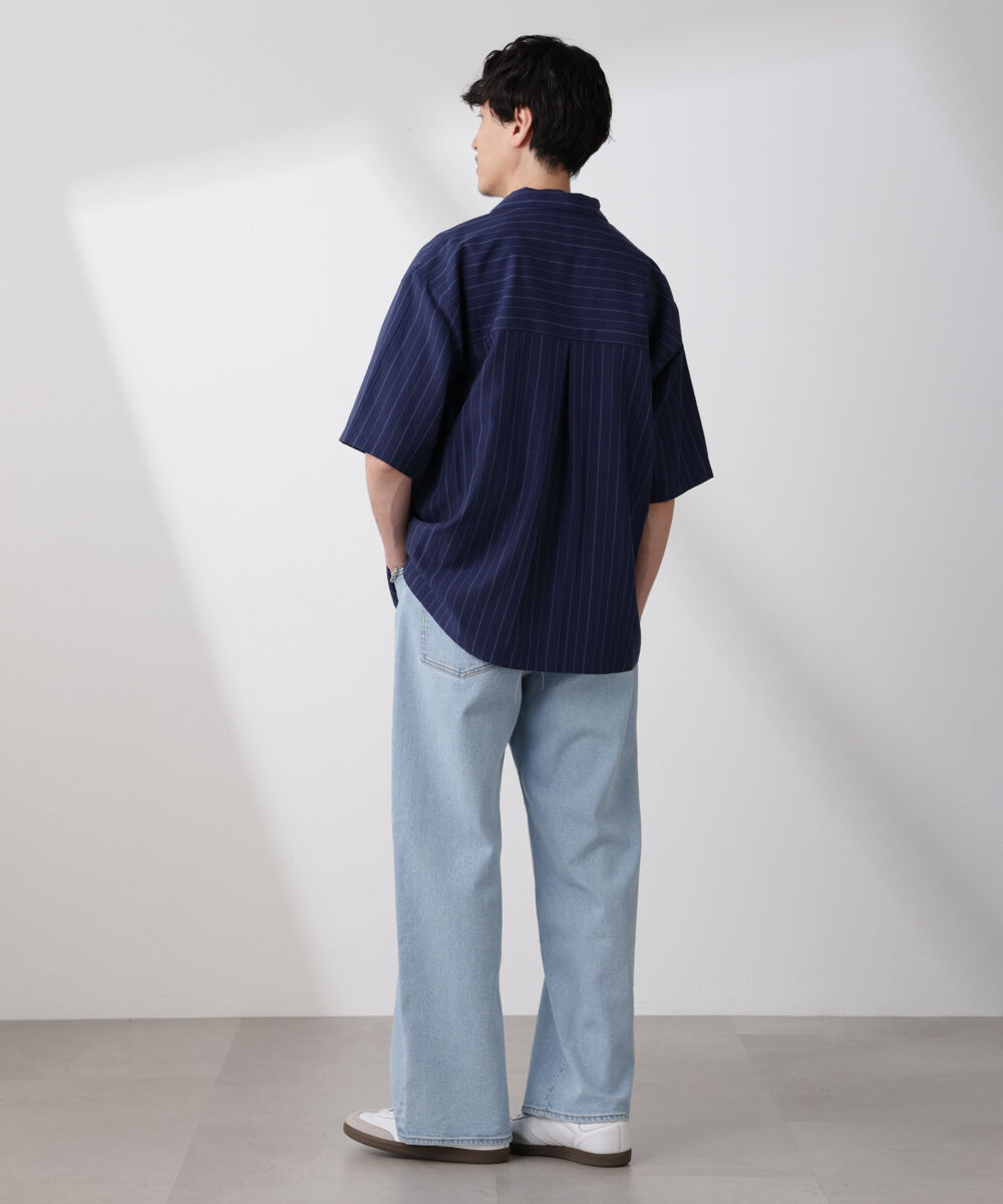 nano･universe「リネンブレンドピンストライプワイドカラーシャツ（セットアップ可)」|シャツ・ブラウス|