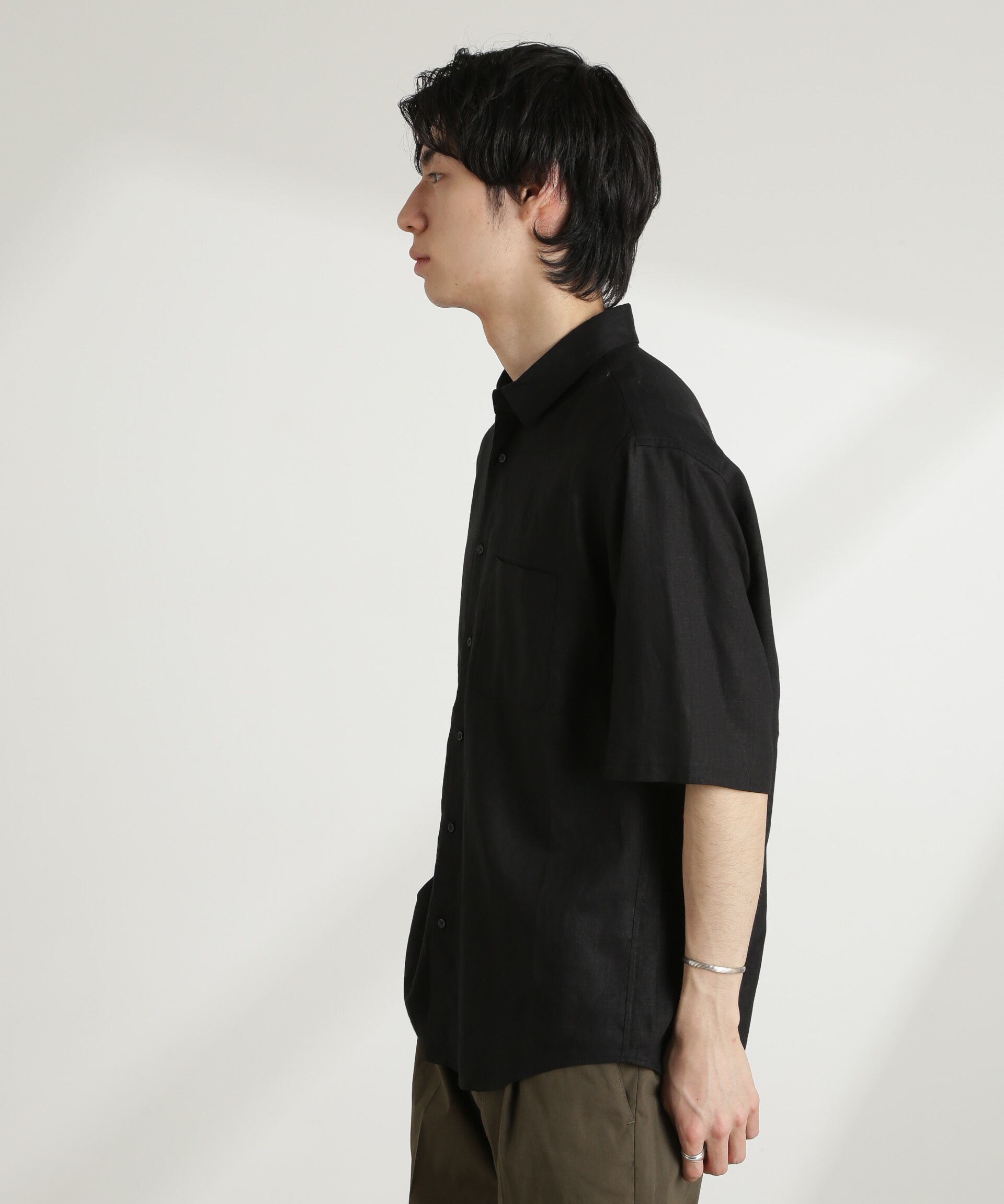 nano･universe「アンチスメルリネン レギュラーカラー 半袖」|シャツ・ブラウス|