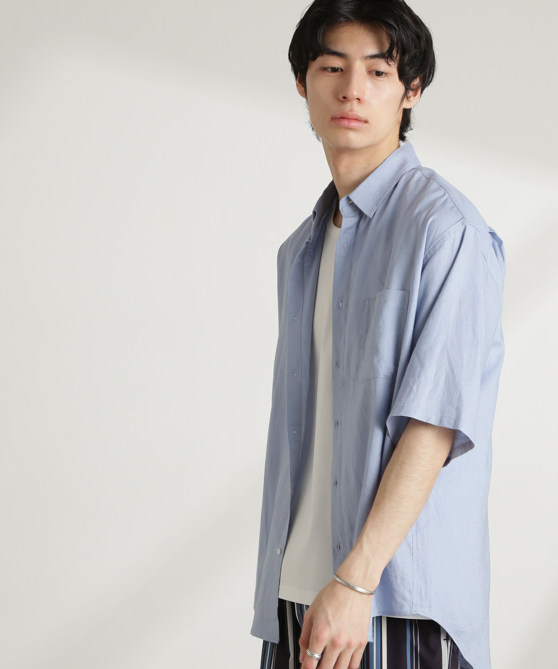 nano･universe「アンチスメルリネン レギュラーカラー 半袖」|シャツ・ブラウス|