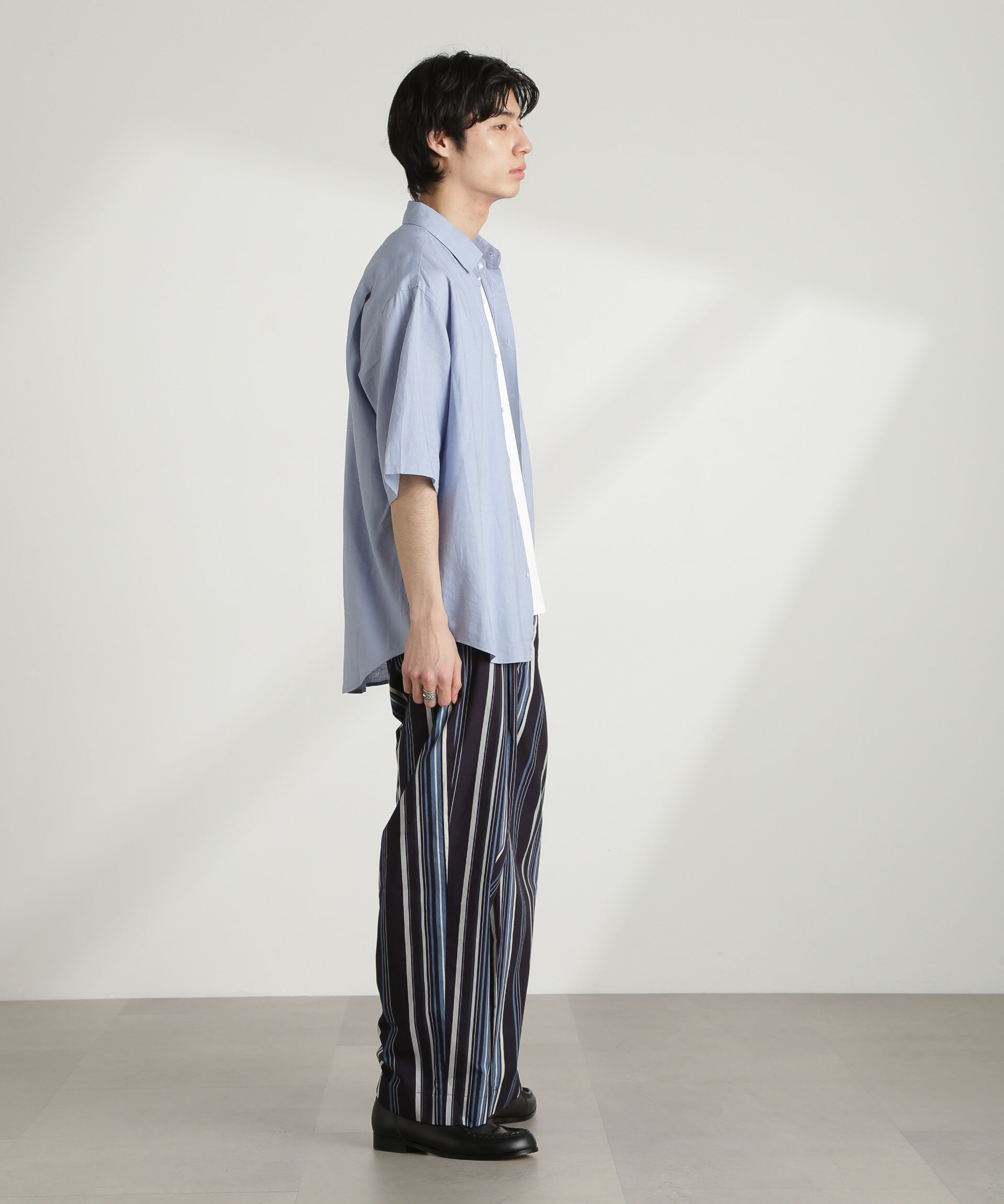 nano･universe「アンチスメルリネン レギュラーカラー 半袖」|シャツ・ブラウス|