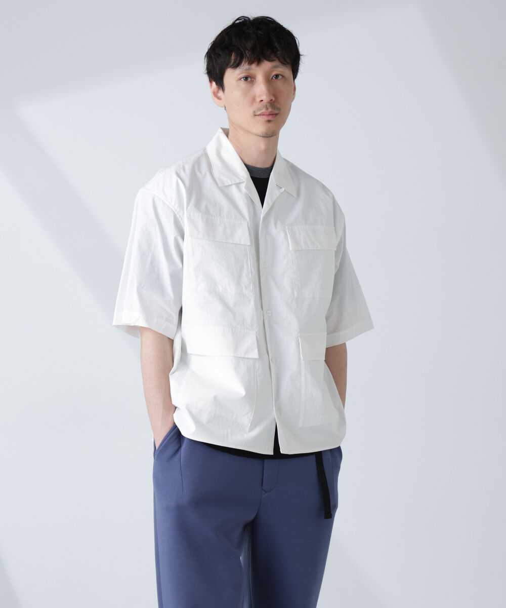 nano･universe「「NJ/CLUB」 ユーティリティマルチポケットシャツ 半袖」|シャツ・ブラウス|ホワイト