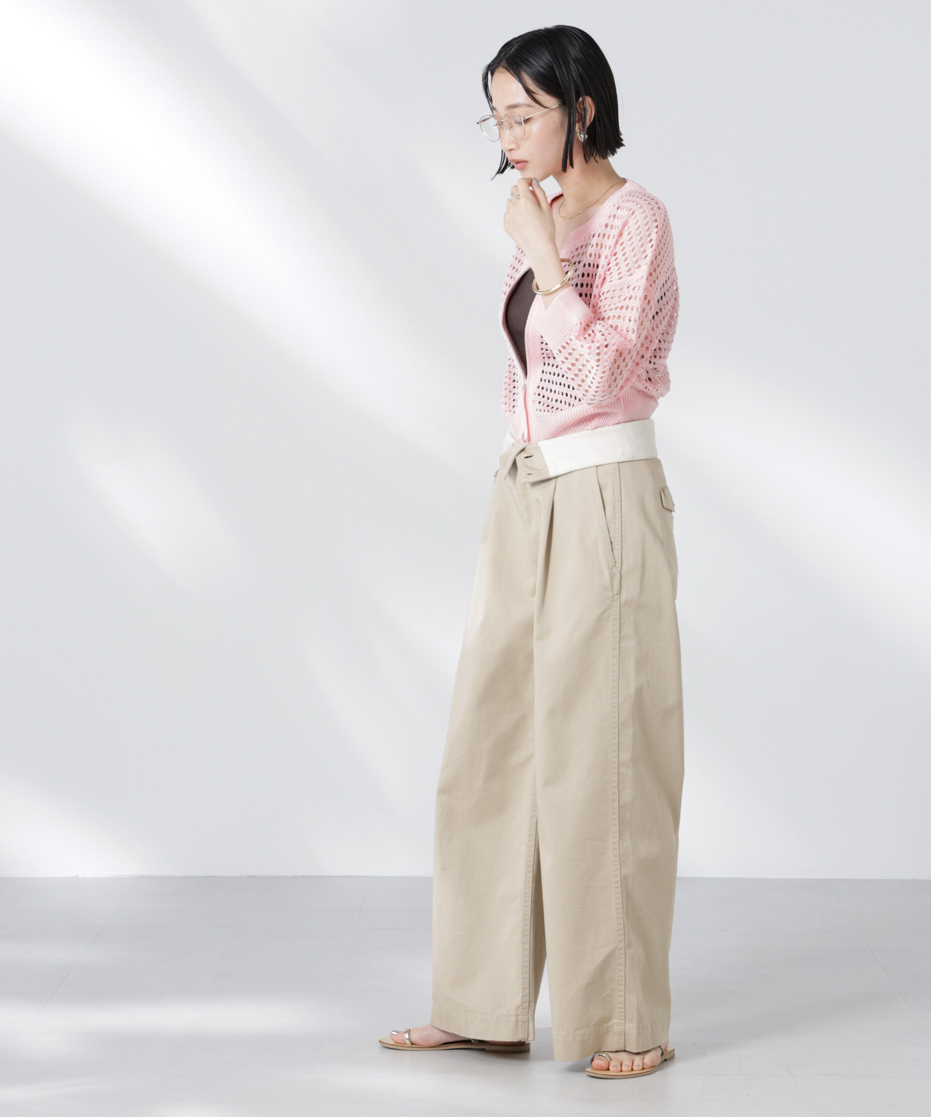 nano･universe「メッシュニットジップカーディガン」|ニット・セーター|