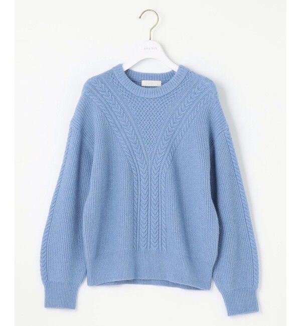 any SiS「【洗える】フロントケーブルポイントアンゴラブレンド ニット」|ニット・セーター|
