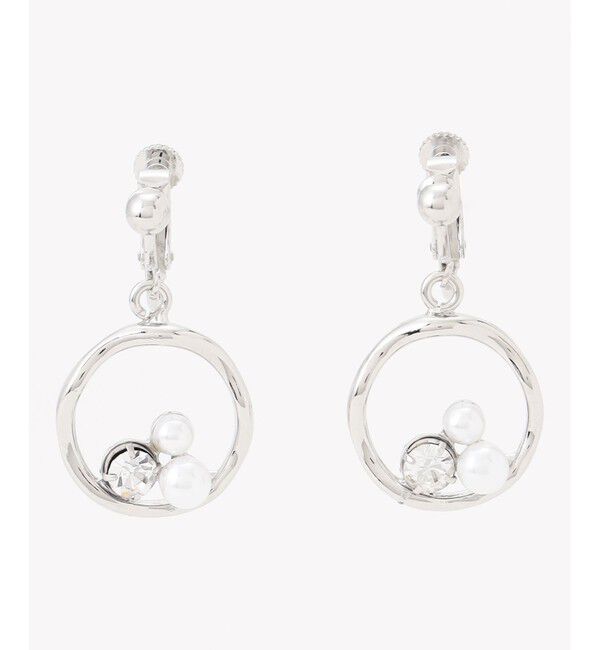 ANY SIS「フープパール調ストーン イヤリング」|イヤリング|シルバー