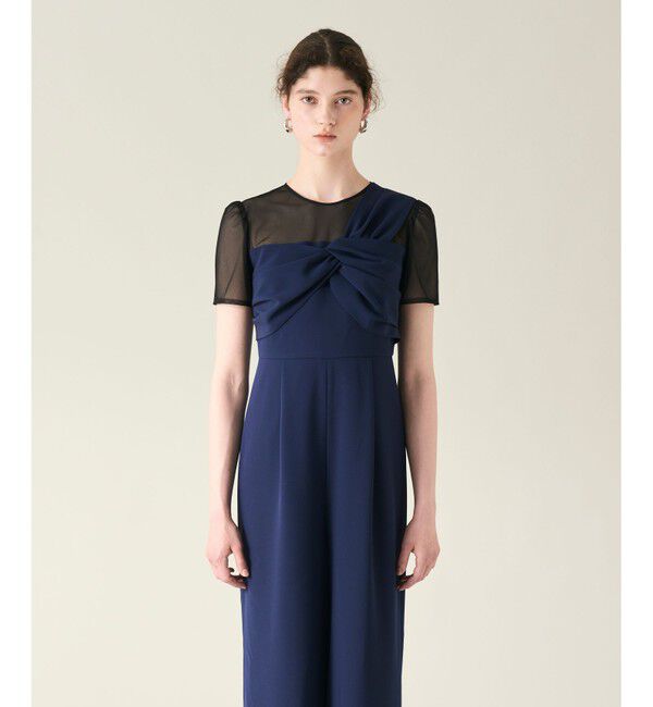 GRACE CONTINENTAL「ドレープリボンサロペット」|オールインワン|