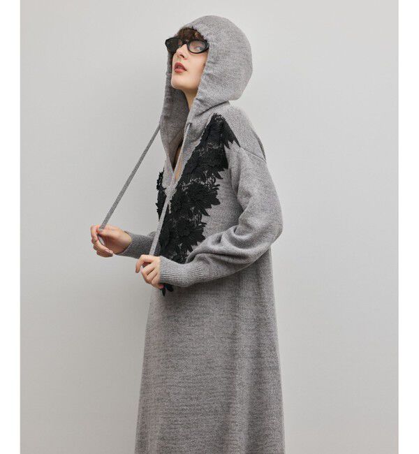 GRACE CONTINENTAL「ケミカルレースニットワンピース」|ワンピース|グレー