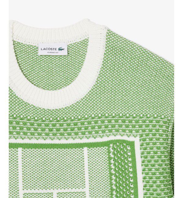 LACOSTE「テニスコートモチーフ ジャカードニットセーター」|ニット・セーター|