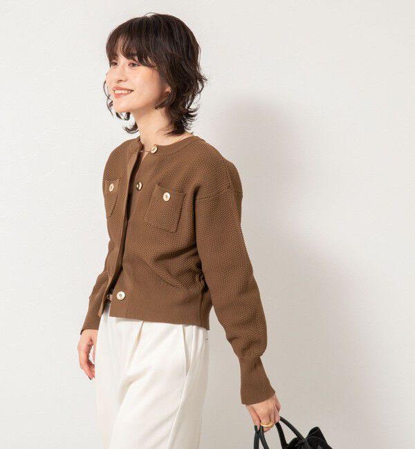 NOLLEY'S「《手洗い可能》鹿の子編みクルーネックカーディガン」|カーディガン|
