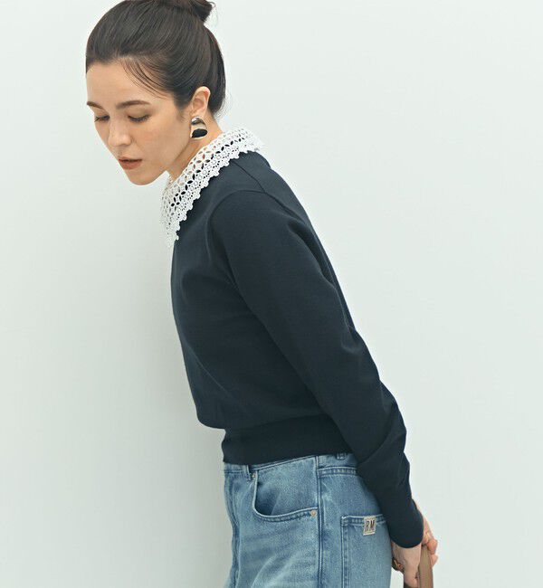 NOLLEY'S「《手洗い可能》襟レース2WAYプルオーバーニット」|ニット・セーター|