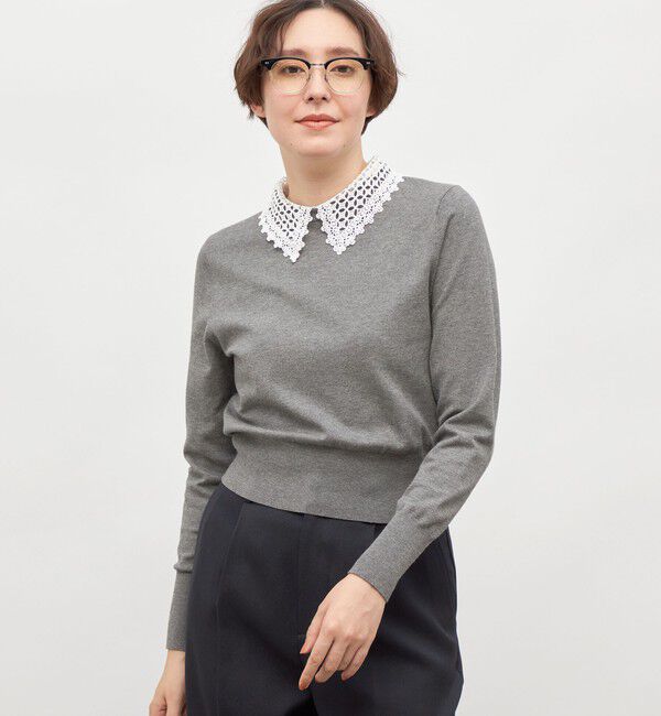 NOLLEY'S「《手洗い可能》襟レース2WAYプルオーバーニット」|ニット・セーター|