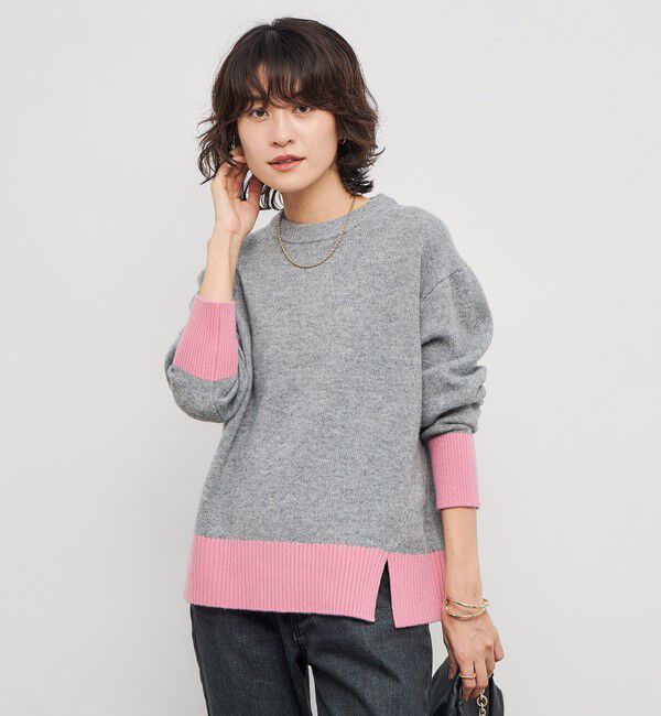 NOLLEY'S「5Gノアリスクルーネックプルオーバーニット」|ニット・セーター|グレー系1