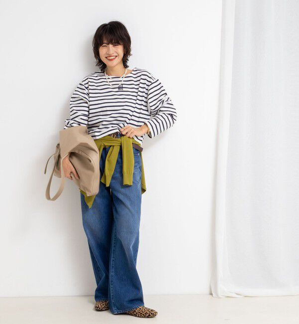 NOLLEY'S「nolnol ウォッシャブルMVSシルケットボーダーショートT」|Tシャツ・カットソー|