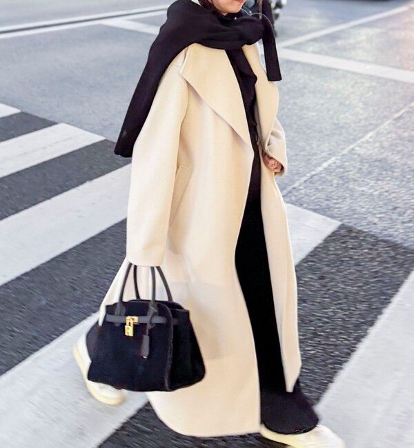 NOLLEY'S sophi「【一部WEB限定色】アンゴラビーバーベルテッドロングコート」|その他|ベージュ