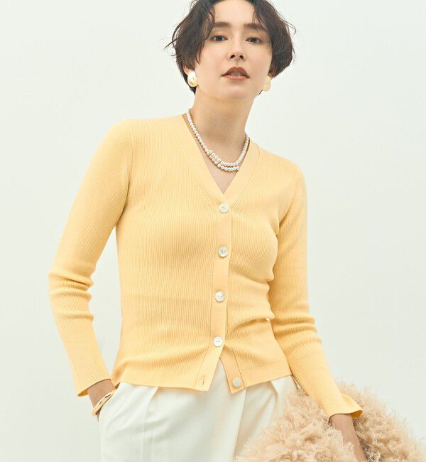 NOLLEY'S sophi「《アンサンブル対応》《手洗い可能》カシミヤ混リブVネックカーディガン」|カーディガン|