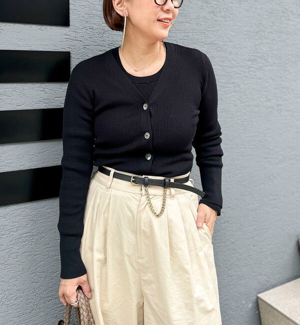 NOLLEY'S sophi「《アンサンブル対応》《手洗い可能》カシミヤ混リブUネックプルオーバー」|ニット・セーター|