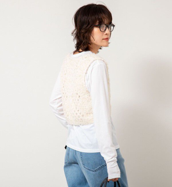 NOLLEY'S「《手洗い可能》カットフェザーヤーン透かし柄2WAYビスチェ」|ベスト・ジレ|