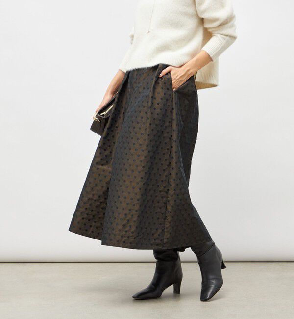 NOLLEY'S「ウォッシャブルドットジャガードタックフレアスカート」|スカート|