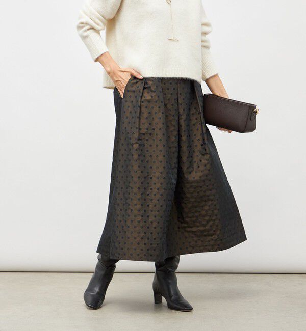 NOLLEY'S「ウォッシャブルドットジャガードタックフレアスカート」|スカート|