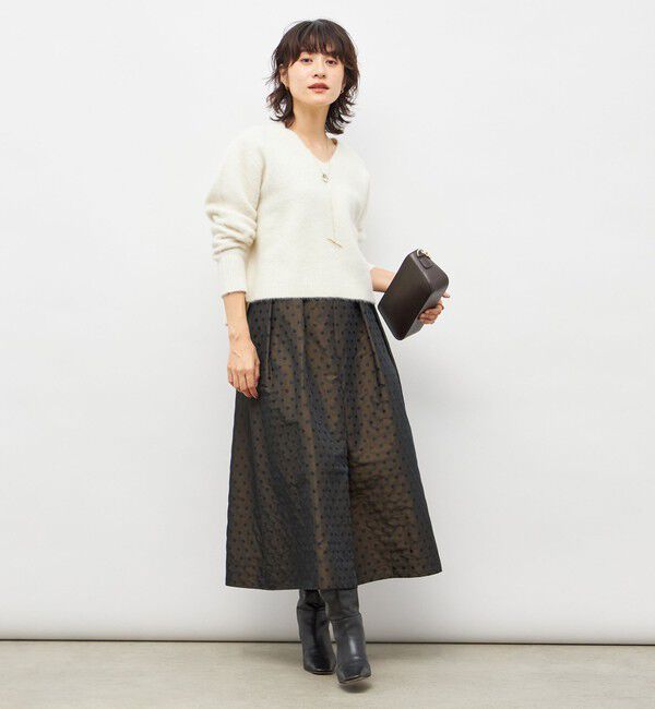 NOLLEY'S「ウォッシャブルドットジャガードタックフレアスカート」|スカート|