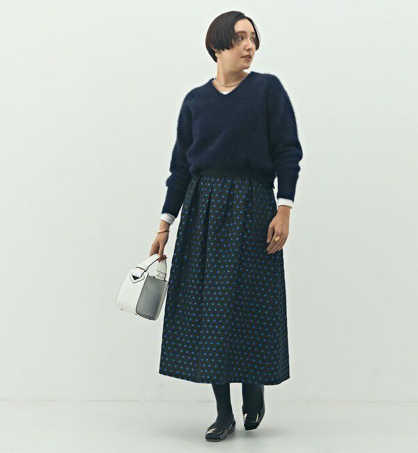 NOLLEY'S「ウォッシャブルドットジャガードタックフレアスカート」|スカート|