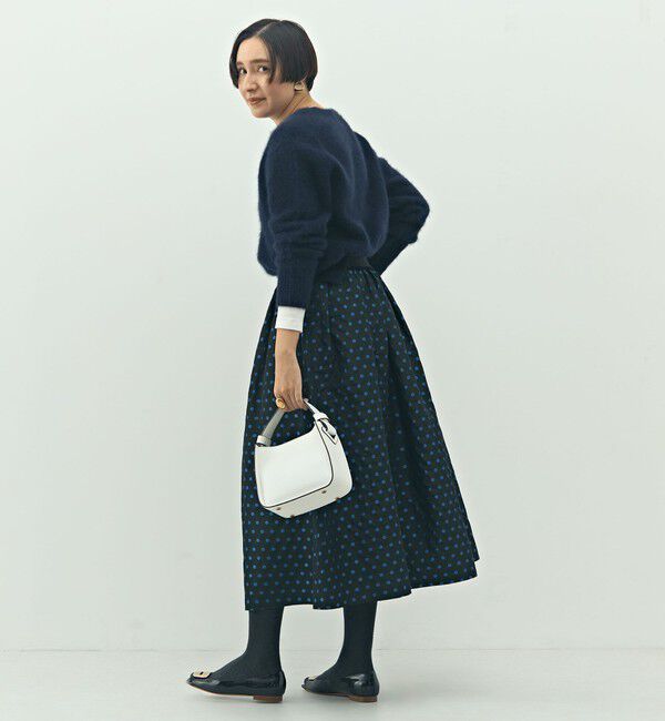 NOLLEY'S「ウォッシャブルドットジャガードタックフレアスカート」|スカート|