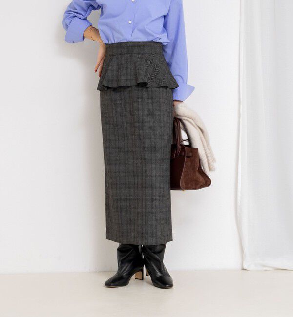 NOLLEY'S「ウォッシャブルペプラムタイトミディスカート」|タイト|