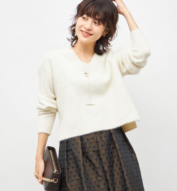 NOLLEY'S「《手洗い可能》ヘアリーストレッチVネックプルオーバーニット」|ニット・セーター|