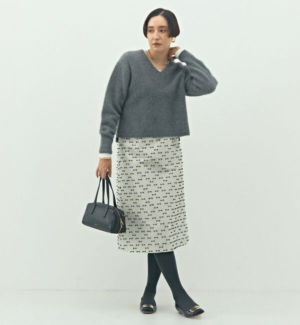 NOLLEY'S「《手洗い可能》ヘアリーストレッチVネックプルオーバーニット」|ニット・セーター|