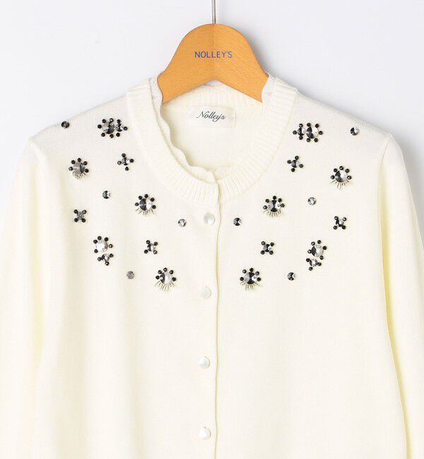 NOLLEY'S「《手洗い可能》ビジュー付きクルーネックカーディガン」|カーディガン|