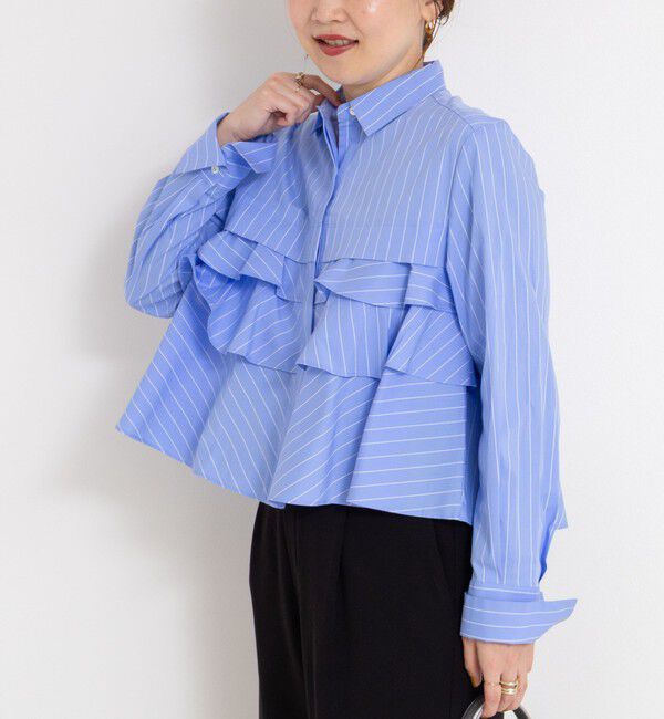 NOLLEY'S「【MARILYN MOON/マリリーンムーン】layered raffle blouse」|シャツ・ブラウス|ブルー系3