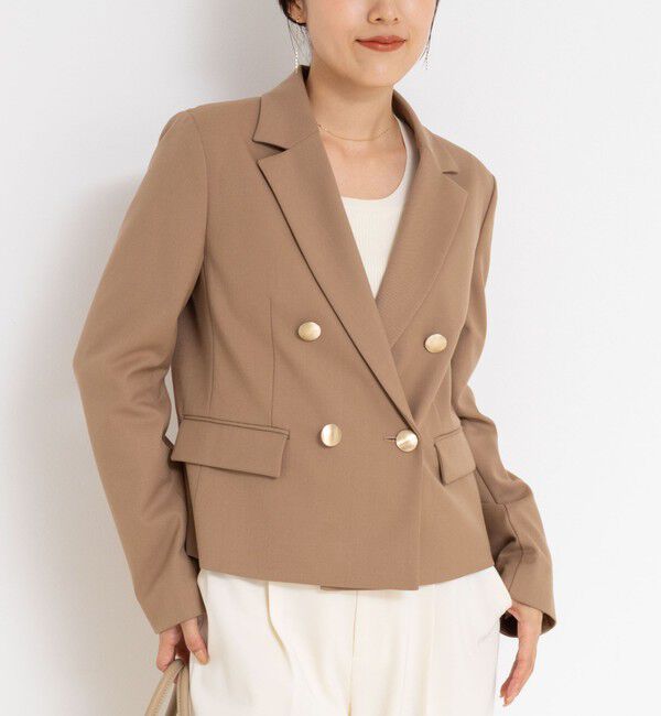 NOLLEY'S sophi「《セットアップ対応》ウォッシャブルウール混ツイルショートジャケット」|テーラードジャケット|キャメル